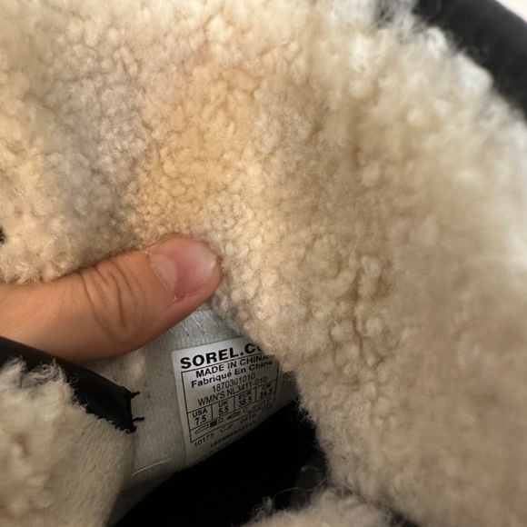 Sorel Black Leather Moto Sherling Lined Boot Sz 7.5 - Picture 5 of 5